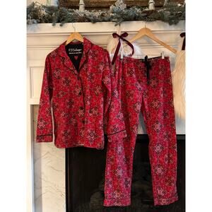 PJ Salvage Women Bandana Fleece Pajama Set Red Boots Bonfires Cozy Lounge Sz S